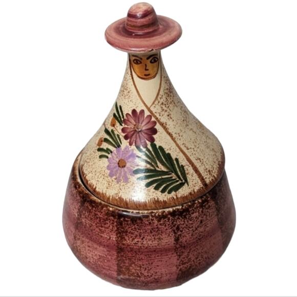 Vintage Eduardo Vega ceramic pottery lidded jar vase made in Equador - Picture 1 of 8